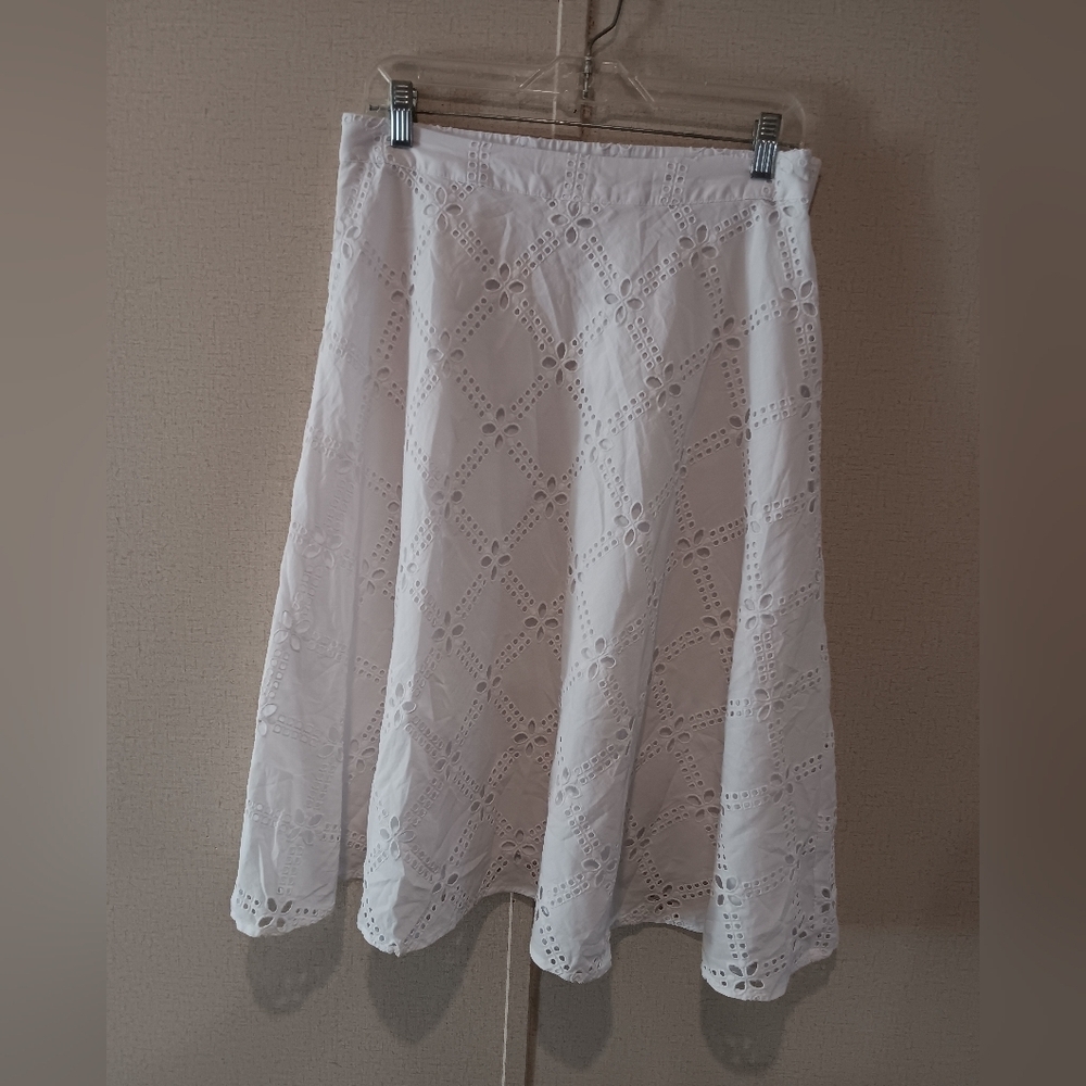 J. Jill White Eyelet A-Line Skirt Nw - Picture 2 of 6